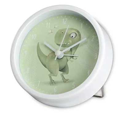 Imagen de Hama Despertador Infantil Happy Dino sin tictac (Reloj con diseño de Dinosaurio, Pilas, Hora Alarma Ajustable, Ideal también como Reloj Aprendizaje), Color Verde