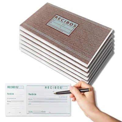 Imagen de CAVECA Pack 6 Talonario Recibos de Pago con 600 Hojas y Tapa Dura, Cuaderno Libreta Entrega Copia Matriz, Vale Recibo para Alquiler o Cobros, Bloc Compra Resguardo