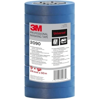 Imagen de 3M Pro 2090 Cintas de Enmascarar, Multisuperficie 9 Rollos, 24 mm x 50 m Cinta Adhesivapara Pintores, para Pintar y Decorar, Interior Exterior