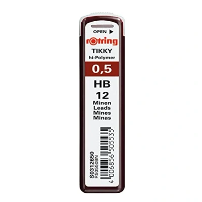 Imagen de rOtring Tikky minas de recambio para portaminas 0.5 mm, HB, 10 paquetes (120 minas)