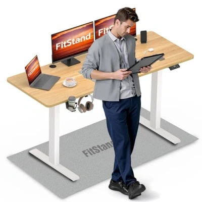 Imagen de FitStand FQ1 140 x 60 cm Altura regulable escritorio Eléctrico Lift Desk con tablero de mesa, pie, mesa ordenador gancho, seguridad para niños, función memoria oficina y
