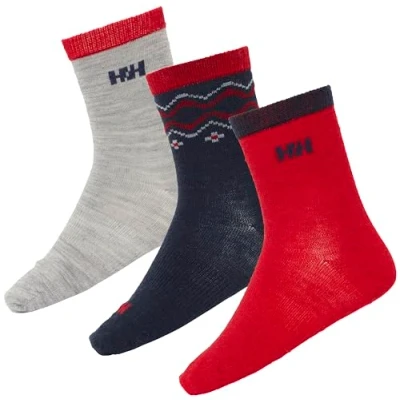 Imagen de Helly Hansen Kids Unisex K Wool Sock 3Pk, Gris Melange, 32 35