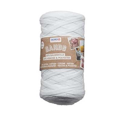 Imagen de GLOREX 5 1005 00 Cintas Makramee hilo textil supersuave de 60% algodón / 40% viscosa para ganchillo tricotar anudar y diseño 250 g aprox. 125 m blanco
