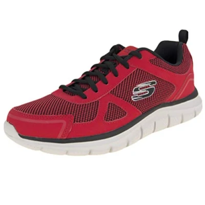 Imagen de Skechers Track Bucolo, Zapatillas de Running Hombre, Red Leather/Black Mesh/Trim, 41 EU