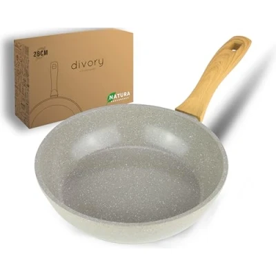Imagen de DIVORY Sartén cerámica 28 cm para cocinas de inducción, sin PFAS ni PTFE, grande, recubierta, apta horno y lavavajillas (Natura, cm)