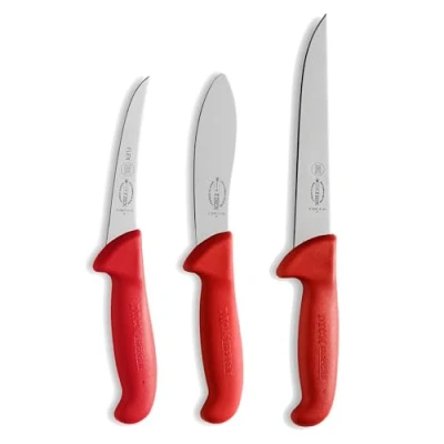 Imagen de F. DICK ErgoGrip 82556100 Jagd Indoor Juego de 3 cuchillos para deshuesar (hoja curvada 13 cm, cuchillo pelar 18 HRC 56)