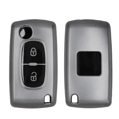 Imagen de kwmobile Carcasa para Mando Compatible con Peugeot Citroen Llave de Coche Plegable 2 Botones Funda Llaves TPU Negro Mate/Negro