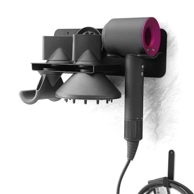 Imagen de MidingChai Soporte Secador de Pelo, Porta Pelo Pared Compatible con Dyson Supersonic, Guardar hasta 5 Boquillas para Secadores
