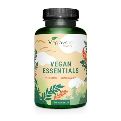Imagen de Multivitaminas ESENCIALES Para Veganos El Único Natural Vitaminas B12 + K2 B2 Materia Premium Calcio Hierro Selenio Sin Aditivos 120 Cápsulas Vegavero®