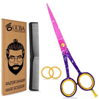 Imagen de OCBA Tijeras peluqueria profesional de Salón Barbero 6.0 pulgadas Tijera corte pelo (6 Morado)