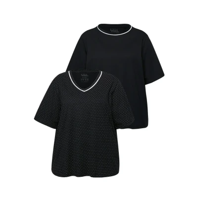 Imagen de Ulla Popken 2 PACK Camiseta de pijama, Mujer, Talla: 48/50, Black