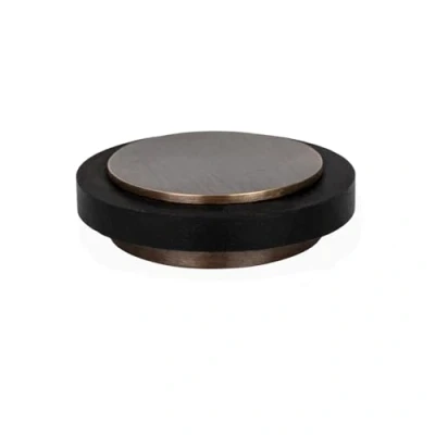 Imagen de EVI Herrajes Tope de Puerta Adhesivo 45 x 20 mm Goma Negra Silicona Natural Latón Acabado Rústico Gran Adhesión 100% Funcional Mod. 04020335X12RU