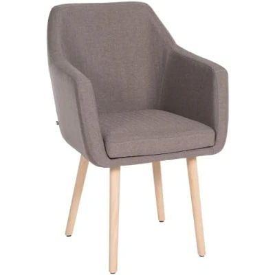 Imagen de CLP Silla De Salón Utrecht Acolchada &amp; Tapizada En Tela I Butaca Dormitorio Moderna con Base Madera I, Color:Gris Pardo, Color del Marco:Natura