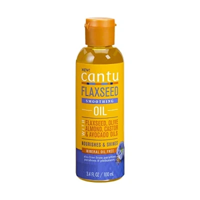 Imagen de CANTU Aceite Suavizante de Linaza Fácil Aplicar 3.4 Oz, 100 ml Con Aceites Almendras Dulces, Oliva y Aguacate.