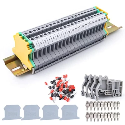 Imagen de Bornes Conexion Electrica, Kit de Bloques Terminales Rieles Din UK 2.5B Electricos Carril para Bricolaje, Automatización, Polietileno