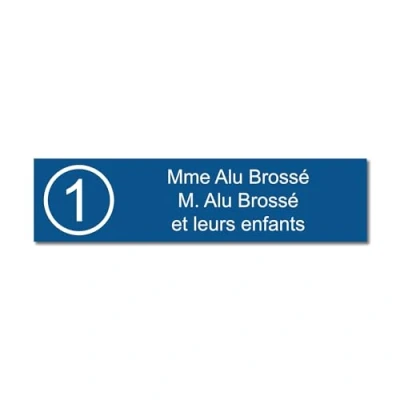 Imagen de Placa grabada para nombre y número buzón autoadhesivo, 10 x 2,5 cm, personalizada, 1 a 3 líneas, color azul oscuro