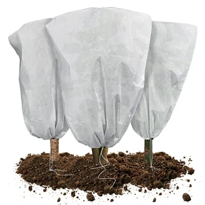 Imagen de VOUNOT 3 Piezas Funda para Plantas, Cubierta Vegetal Tela no Tejida 80g/m² Protector Plantas Invierno contra Heladas Reutilizable con Cordón, 80x100cm, Blanco