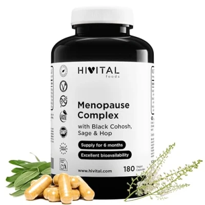 Imagen de Menopausia Complex. 180 cápsulas veganas para 6 meses de tratamiento. Con Salvia, Cimicífuga y Lúpulo. Combate los síntomas la Premenopausia como sofocos, insomnio e hinchazón
