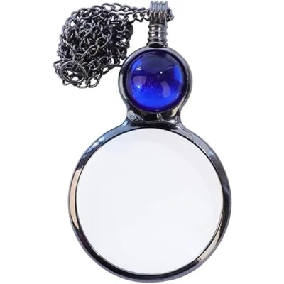 Imagen de TOFBS Vidrio de Aumento, Lupa Colgante Lectura, Collares Lupa, Colgante, Lectura Decoración, Moda, para Leer Libros, Periódicos, Trabajar o Viajar (Azul)