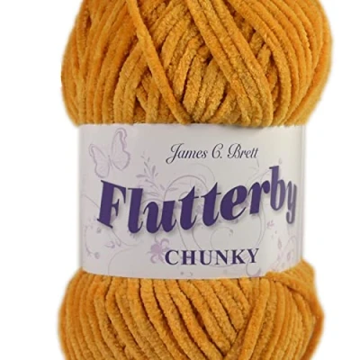 Imagen de James C Brett Flutterby Chunky B51 Ovillo de lana para tejer, 100 g, color amarillo mostaza