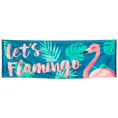 Imagen de Boland B.V. Let&#039;s Flamingo Flamenco Tropic Banner de Tela (74 x 220 cm)