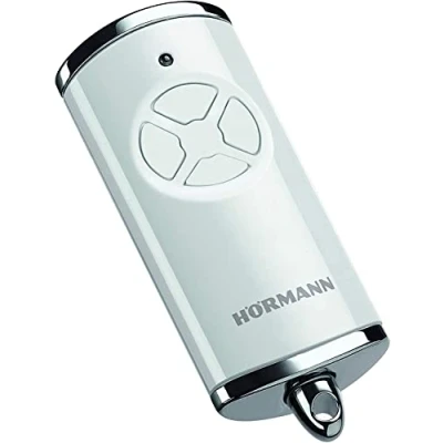 Imagen de Hörmann 4511565 HSE 4 BS, frecuencia 868 MHz, accionamiento para puerta de garaje con tapas cromadas, color blanco brillante