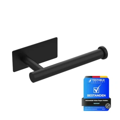Imagen de Ibergrif MK34052B Portarrollos Baño para Papel Higiénico, Autoadhesivo, Soporte Colgador, Acero Inoxidable, Negro