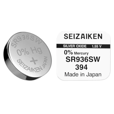 Imagen de SEIZAIKEN 394 SR936SW Pilas de botón (10 unidades, 1,55 V, óxido plata, 0% mercurio, 100% fabricadas en Japón)