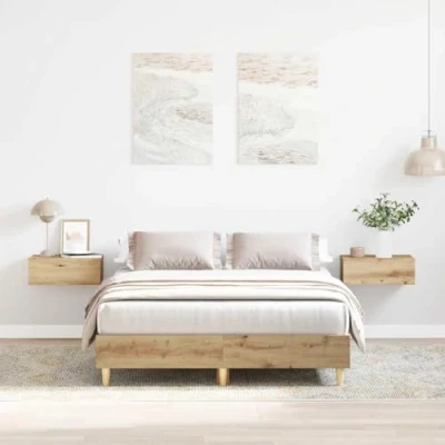 Imagen de vidaXL Estructura de Cama sin colchón Roble Artesanal 120x200 cm, Muebles Dormitorio, Base Cama, Doble, armazón