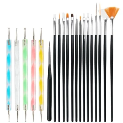Imagen de Cheerhom juego de 20 pinceles uñas con herramienta para puntear, pincel gel, decoración uñas, diseño