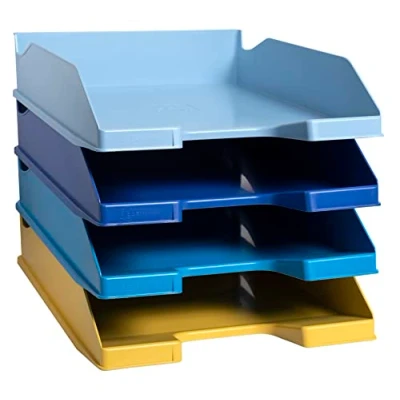 Imagen de Bandeja de sobremesa exacompta bee blue plastico set 4 unidades colores surtidos