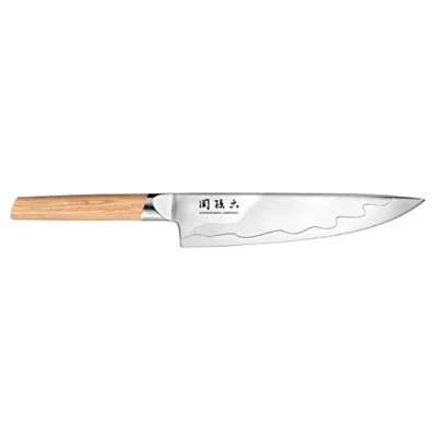 Imagen de KAI Seki Magoroku Composite Cuchillo de chef con hoja 20,0 cm Acero inoxidable SUS420J2 56 HRC / VG 10 61 Mango madera Pakka color claro Hecho a mano en Japón