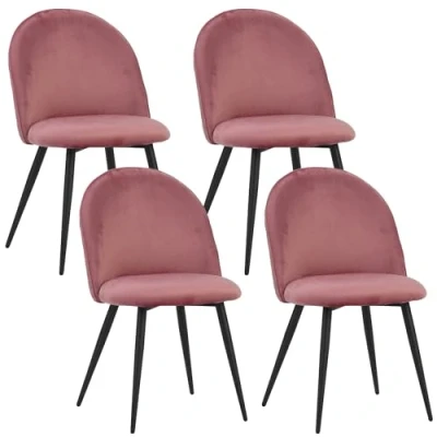 Imagen de Albatros Sillas de Comedor Capo con Juego 4 Fundas Terciopelo en Rosa Elegante diseño Vintage, Funda Terciopelo, Silla tapizada aprobada por SGS Cocina Moderna