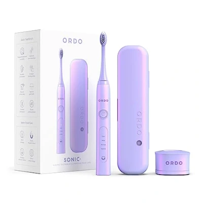 Imagen de Ordo Sonic+ Cepillo de dientes eléctrico con funda, cepillos eléctricos para adultos, estuche viaje carga, 4 modos cepillado, batería recargable rápida, pulido silicona,