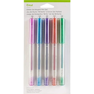 Imagen de Cricut Glitter Pen Set, Brights (5 CT) Kit de Bolígrafos Gel Purpurina, Brillantes, Multicolour, 5 Unidad (Paquete 1),