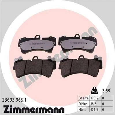 Imagen de ZIMMERMANN 23693.965.1 Juego de pastillas freno preparado para indicador desgaste Foto correspondiente a la entrega PORSCHE: Cayenne