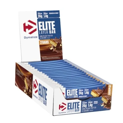 Imagen de Dymatize Elite Layer Bar Peanut Butter &amp; Caramel 18x(2x30g) High Protein Low Sugar