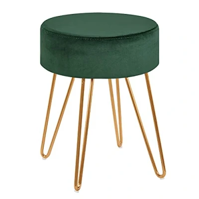 Imagen de Duhome Taburete de Tela Terciopelo banqueta Redondo Acolchado seleccion Color 9111, Color:Verde Oscuro, Material:Terciopelo