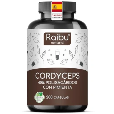 Imagen de Cordyceps Sinensis Raibu 21000 mg de por dosis diaria (Extracto 10:1) Extracto (CS 4) con 40% Polisacáridos 200 Cápsulas Alta dosis, Sin Aditivos y Vegano