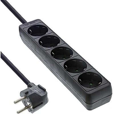 Imagen de InLine 16451E base múltiple 1,5 m 5 salidas AC Negro Bases múltiples (1,5 m, AC, Negro)