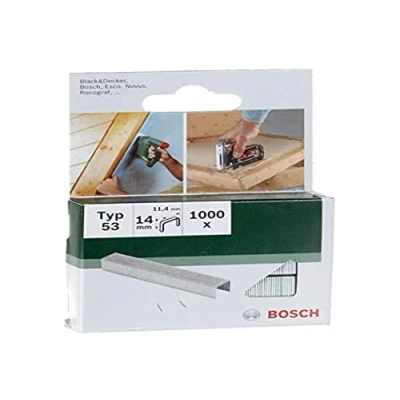 Imagen de Bosch 1000x Grapa de Tipo 53 (para Madera, Tamaño 14 mm, Anchura 11,4 Accesorios Grapadora Manual)