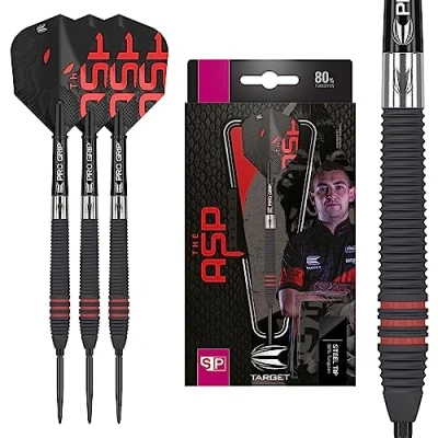 Imagen de Target Darts Nathan Aspinall The ASP Negro 22G 80% Tungsteno Punta Swiss Point Acero Juego de Dardos
