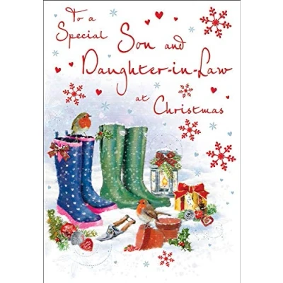 Imagen de Regal Publishing Tarjeta de Navidad tradicional para hijo y nuera, 22,8 x 15,2 cm