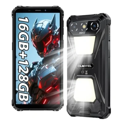 Imagen de OUKITE G5 Movil Resistente(2025), Móvil Irrompible 16GB+128GB/TF 1TB, Batería 6300mAh, 6 Pulgada Teléfono Rugerizado, Cámara 13MP, 900LM Camping/Octa Core/4G Dual SIM/OTG/GPS/IP68 móvil, Nergo
