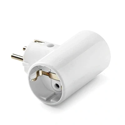 Imagen de FAMATEL Adaptador enchufe doble TT lateral 16A 250V Portacontactos en cerámica, reforzado Blanco Marfil