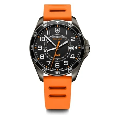 Imagen de Victorinox FieldForce Sport GMT Ø 42 mm Reloj de Pulsera Hombre, Swiss Made, Cuarzo analógico, Sumergible hasta 100 m, Caucho, Negro/Naranja