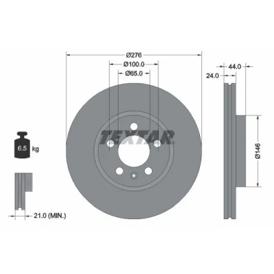 Imagen de TEXTAR 92313703 Disco de freno 276 24 05/06 100 ventilación interna revestido sin cojinete rueda, perno sujeción buje rueda