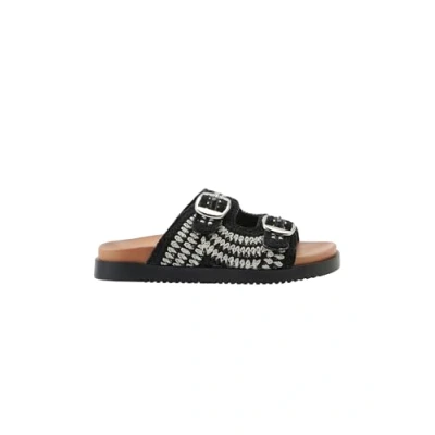 Imagen de Sandalias planas con suela en combinación de materiales y Tiras el corte cierre mediante hebillas color Negro para Mujer