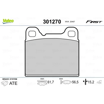 Imagen de VALEO 301270 Juego de pastillas freno FIRST Eje trasero excl. contacto avisador desgaste sin chapa antichirridos VOLVO: V70 I, C70 I Coupé
