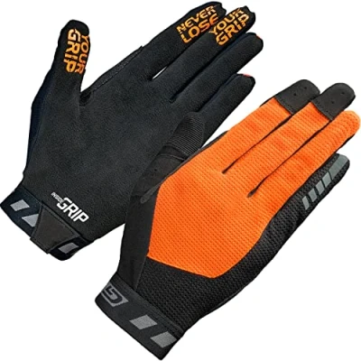 Imagen de GripGrab Vertical InsideGrip Long Finger Professional MTB Gloves Un Padded Anti Slip Off Road Cycling Black and Orange